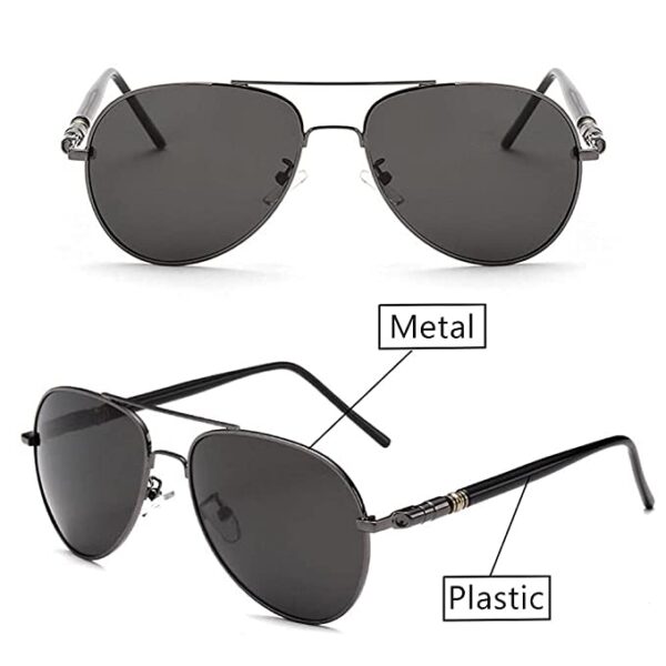 BLACK JONES Polarized Sunglasses For Men and Women Wayfarer UV Protection Aviator Shape Goggles Sunglass (Black)-Pack of 1 - Image 2