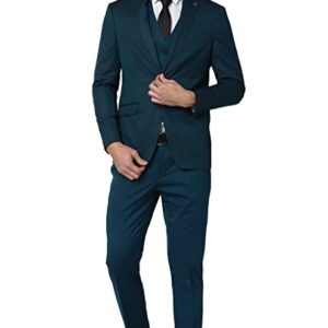 Peter England Polyester Blend Men Green Three Piece Suit Business Vest (PIS3SNSF907693 38)